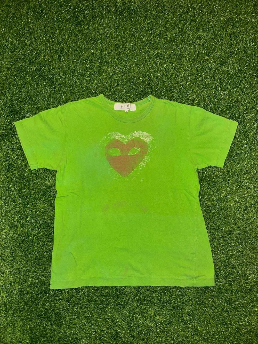Comme des Garçons PLAY Alien Heart Green T-Shirt Size L AD2009